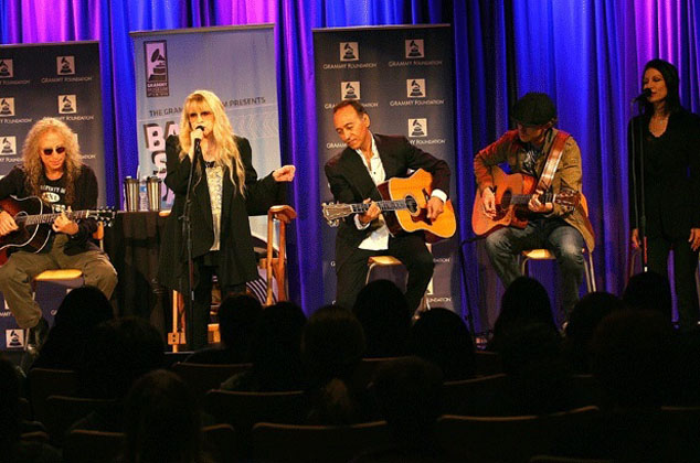 Waddy Wachtel, Steve Nicks, Carlos Rios, Michael Grimm, Sharon Celani Grammy Museum Benefit Concert 10/19/11 (Photo by Maury Phillips)