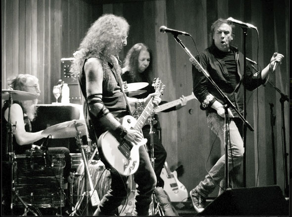 Phil Jones, Waddy Wachtel, Rick Rosas, Jamie Savko (photo by Robert Bruns)