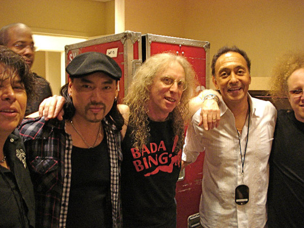 Al Ortiz, Darrell Smith, Taku Hirano, Waddy Wachtel, Carlos Rios, Jimmy Paxson - Backstage at Stevie Nicks gig 2010