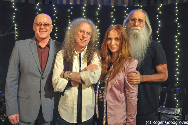 Russ Kunkel, Waddy Wachtel, Judith Owen, Leland Sklar - on Vintage TV in London 3/10/14 (Photo by Roger Goodgroves)