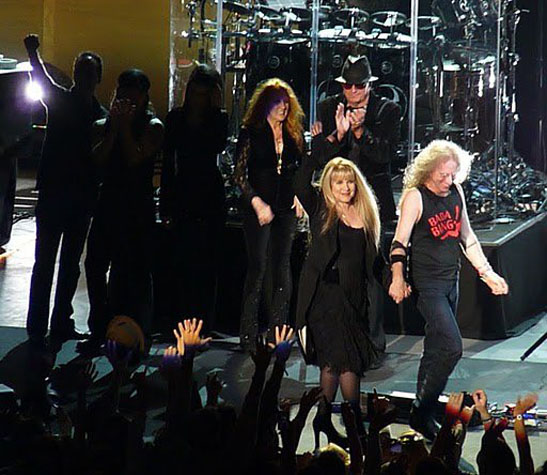 Carlos Rios, Taku Hirano, Sharon Celani, Lori Nicks, Ricky Peterson, Stevie Nicks, Waddy Wachtel 8/4/10 Santa Barbara - photo by L. Paul Mann